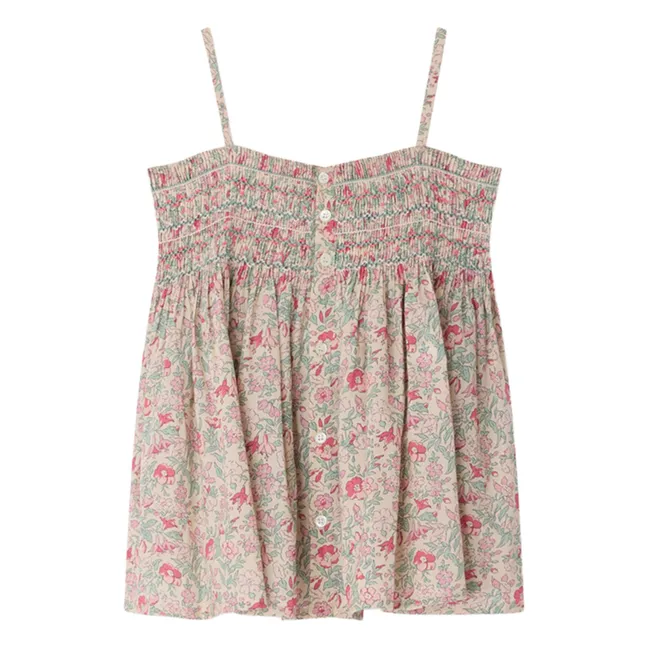 Top Smocké Apolline Fleuri Coton Bio | Pink