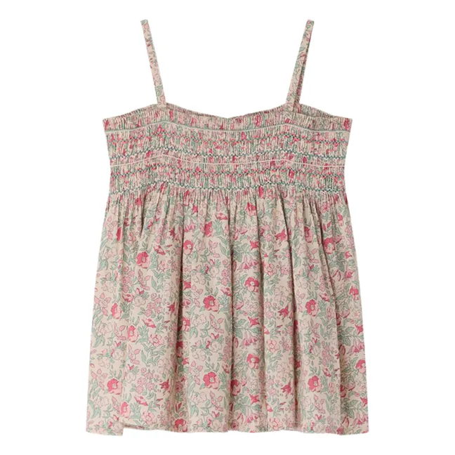 Top Smocké Apolline Fleuri Coton Bio | Pink
