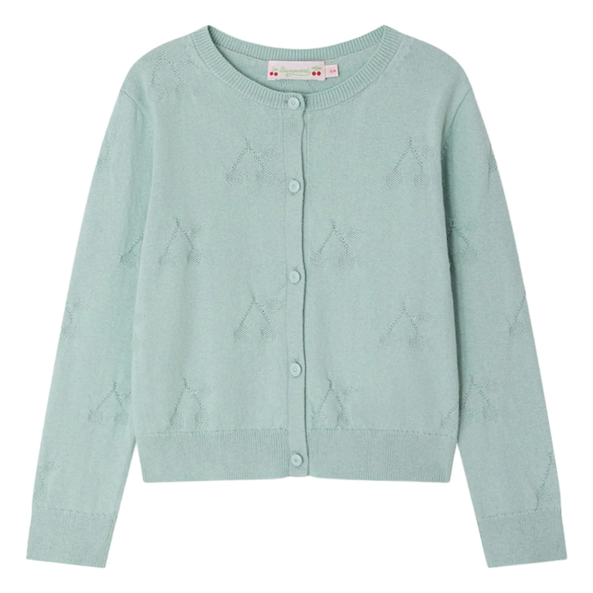 Bonpoint Girls Celadon Cardigan Pointelle Lysia Coton Bio