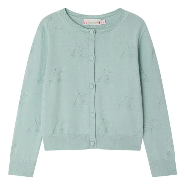 Cardigan Pointelle Lysia Coton Bio | Verde Celedón