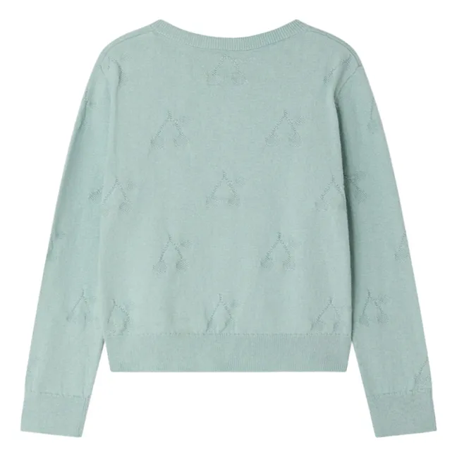 Cardigan Pointelle Lysia Coton Bio | Verde Celedón