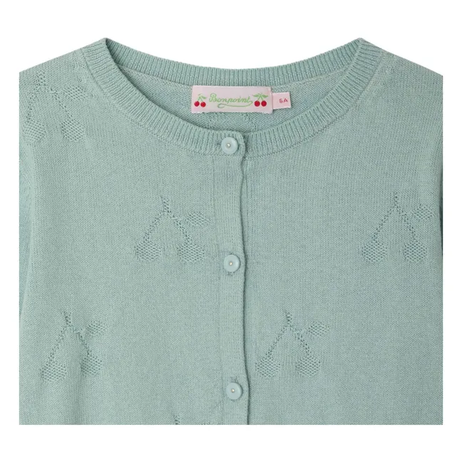 Cardigan Pointelle Lysia Coton Bio | Verde Celedón