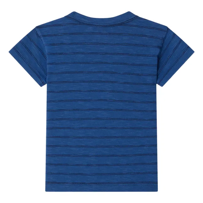 T-shirt Tom Rayé Coton Bio | Bleu roi