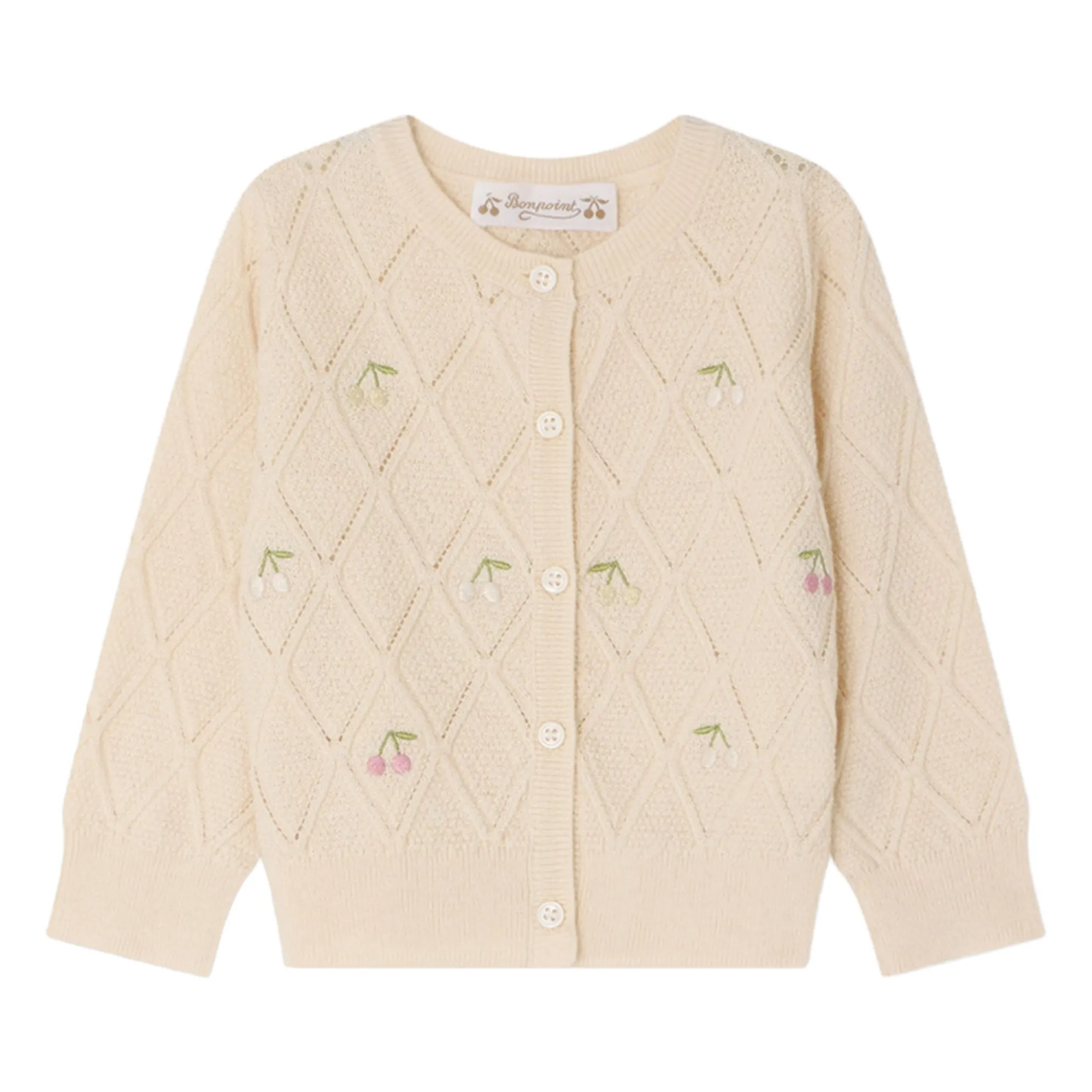 Bonpoint Cream Cardigan Lysandra Cerises Laine