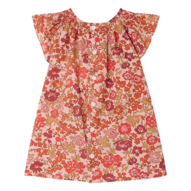 Robe Carmella Fleurie Coton Bio | Vieux Rose