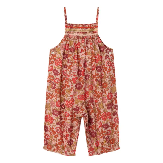 Salopette Lilisy Fleurie Coton Bio | Vieux Rose
