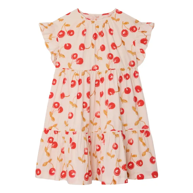 Robe Léontine Cerises Coton Bio | Rouge