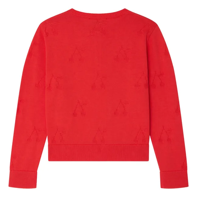 Cardigan Lysia Coton Bio | Rouge coquelicot