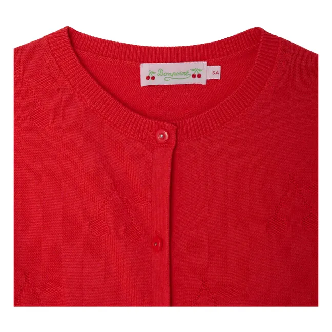 Cardigan Lysia Coton Bio | Rouge coquelicot