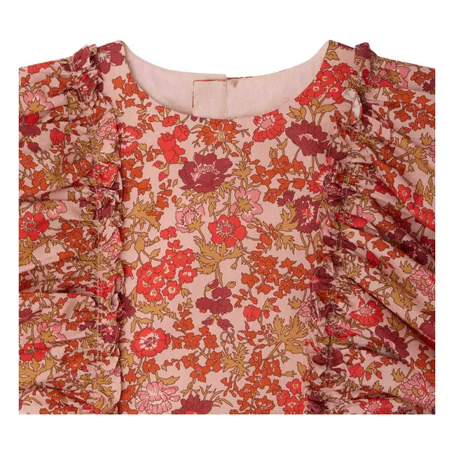 Robe Lizzy Fleurie Coton Bio | Vieux Rose