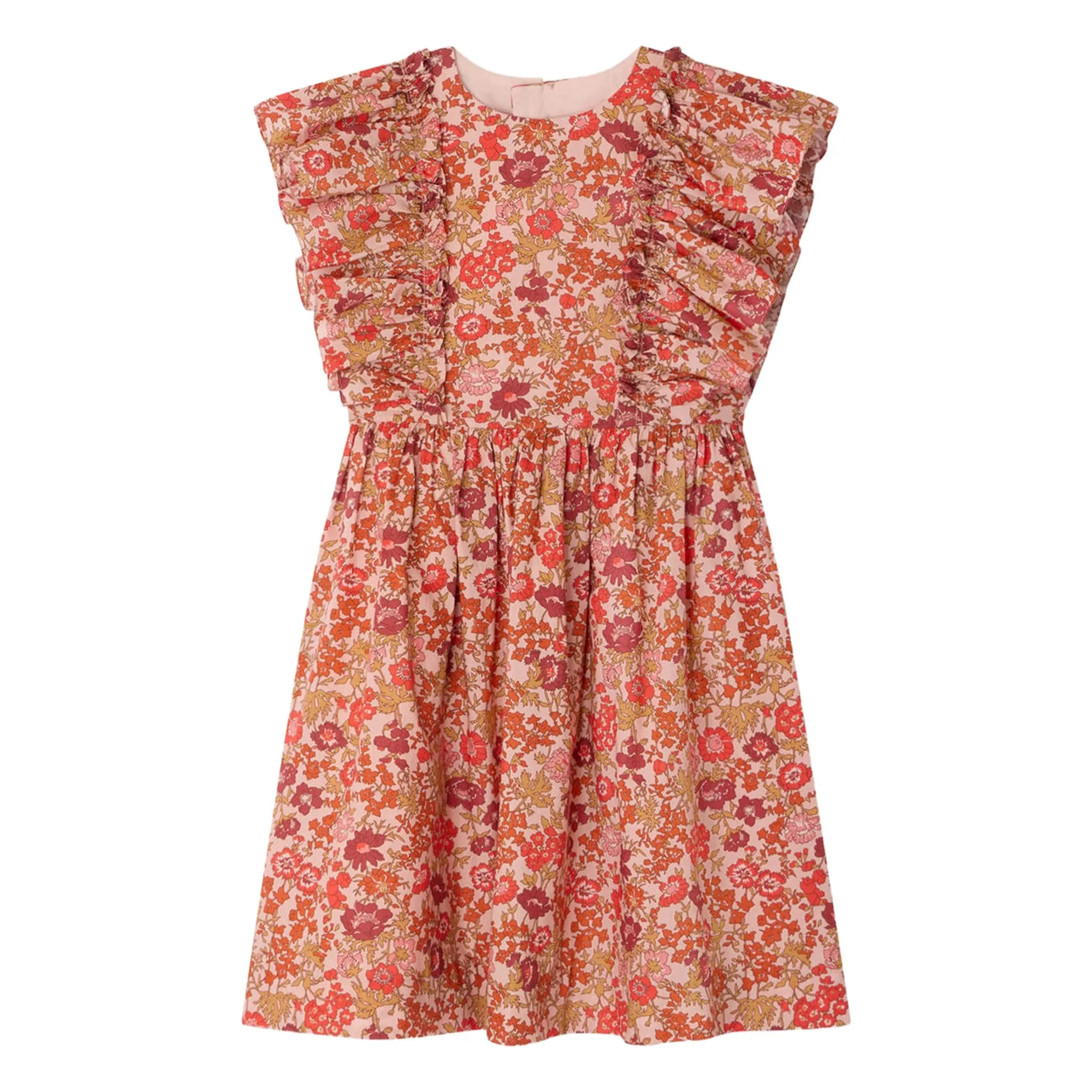 Bonpoint Girls Dusty Pink Lizzy Fleurie Organic Cotton Dress