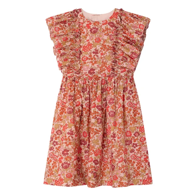 Robe Lizzy Fleurie Coton Bio | Vieux Rose