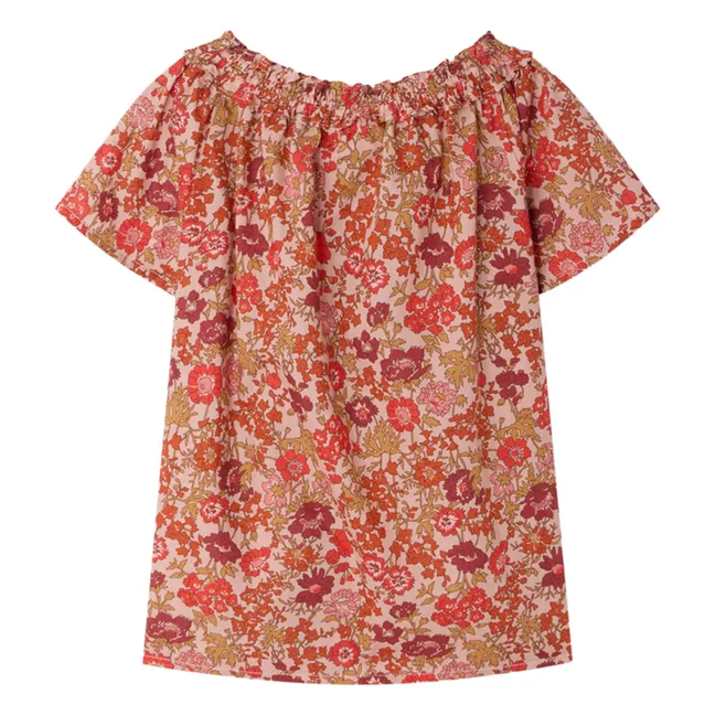 Blouse Goldia Fleurie Coton Bio | Vieux Rose