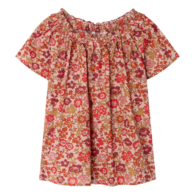 Blouse Goldia Fleurie Coton Bio | Vieux Rose