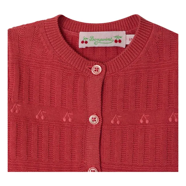 Cardigan Giovina Coton Bio | Rouge framboise