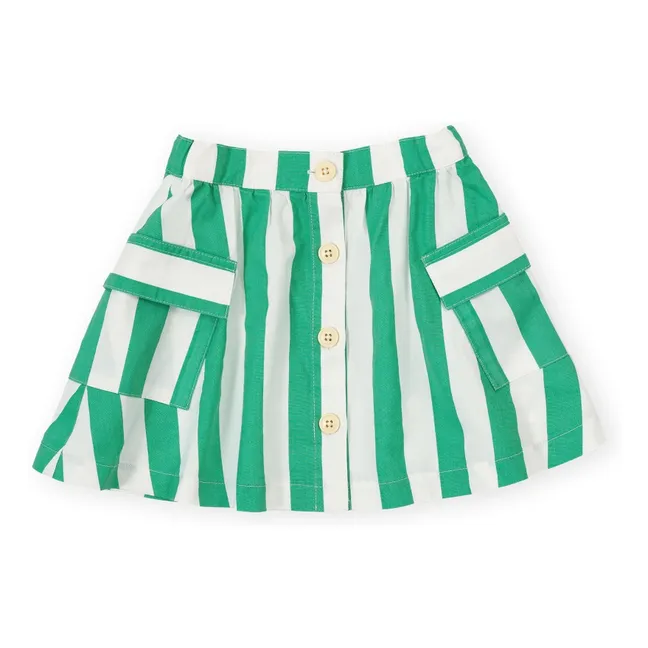 Falda con bolsillos de rayas | Verde