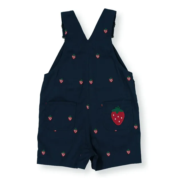Salopette Courte Fraises | Bleu marine