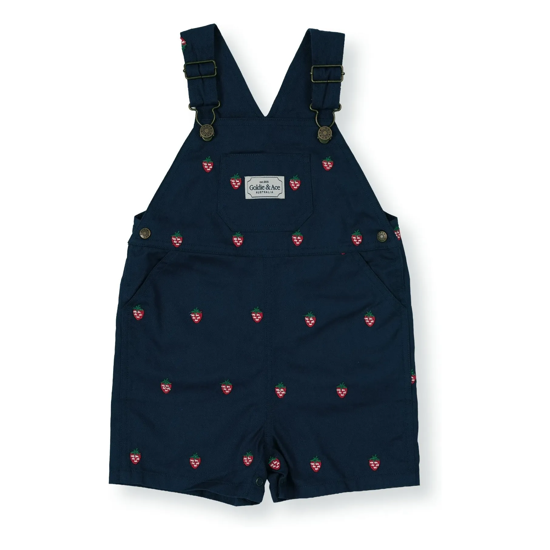 Goldie + Ace Navy Blue Strawberry Short Dungarees