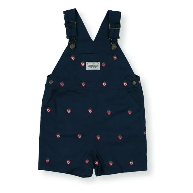 Salopette Courte Fraises | Bleu marine