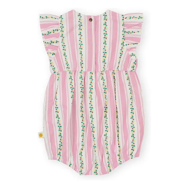 Barboteuse Fraises Rayée | Rose