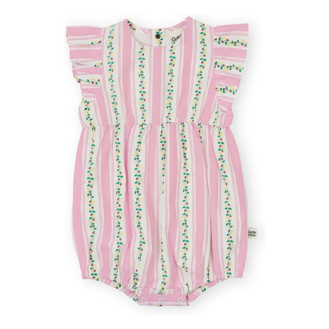Barboteuse Fraises Rayée | Rose