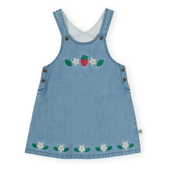 Vestido delantal vaquero fresa | Azul