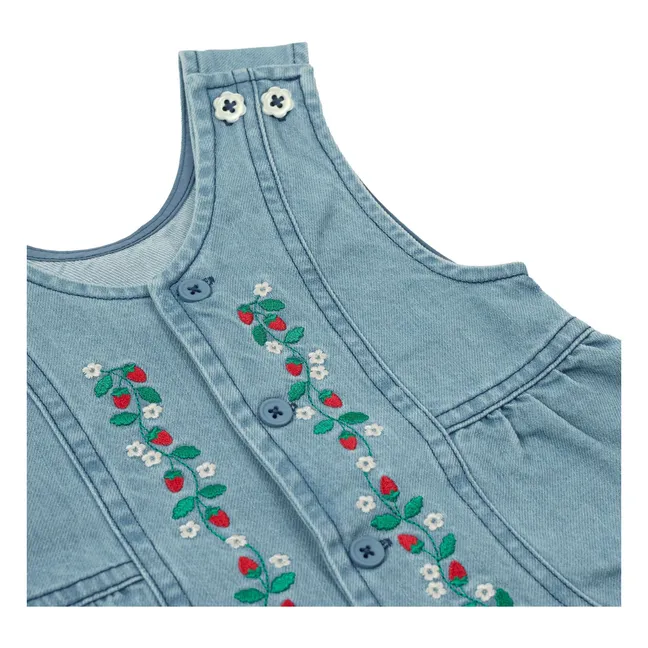 Combishort Fraises Chambray | Bleu