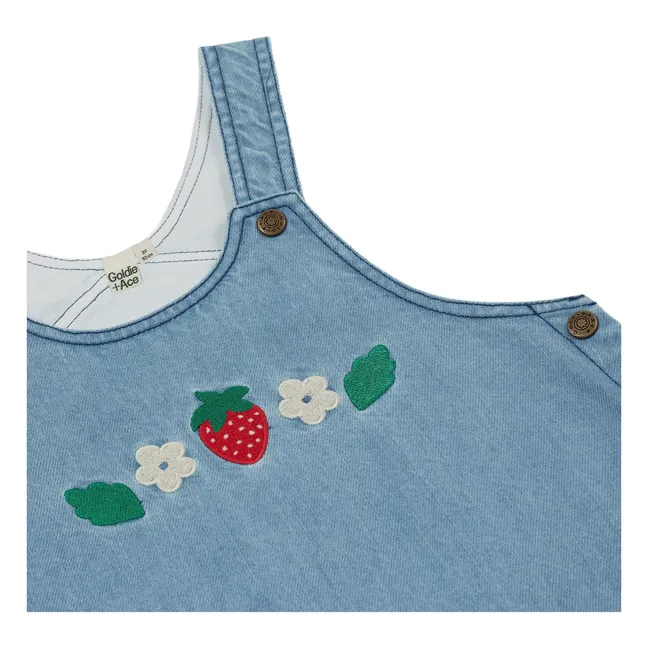 Robe Tablier Denim Fraises | Bleu