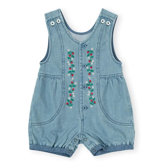 Combishort Fraises Chambray | Bleu