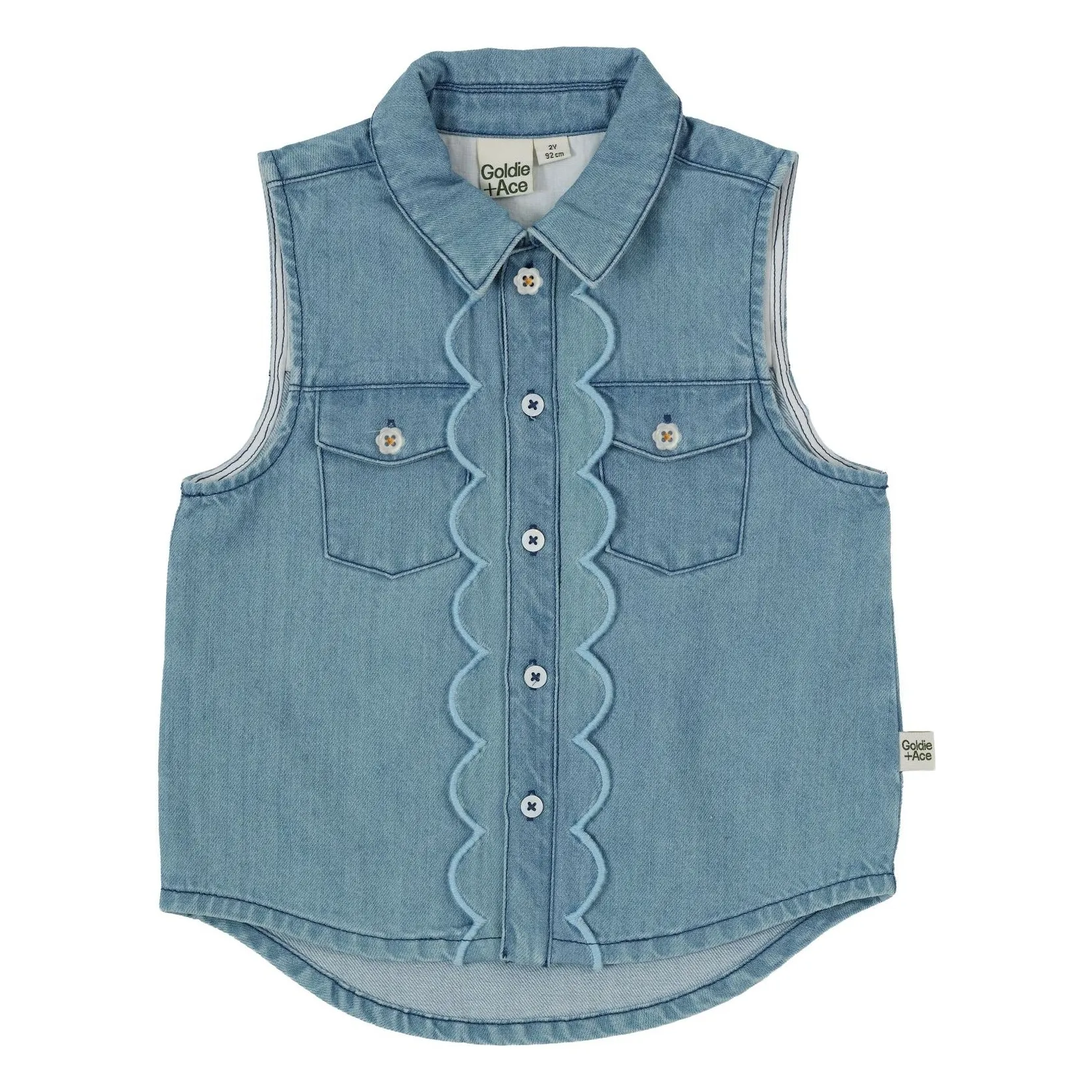 Goldie + Ace Blue Sleeveless Chambray Vest