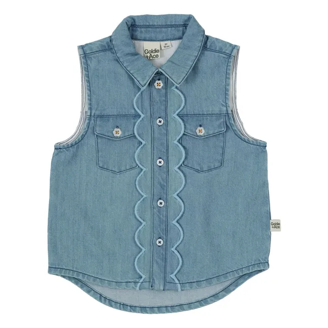 Gilet Sans Manches Chambray | Bleu