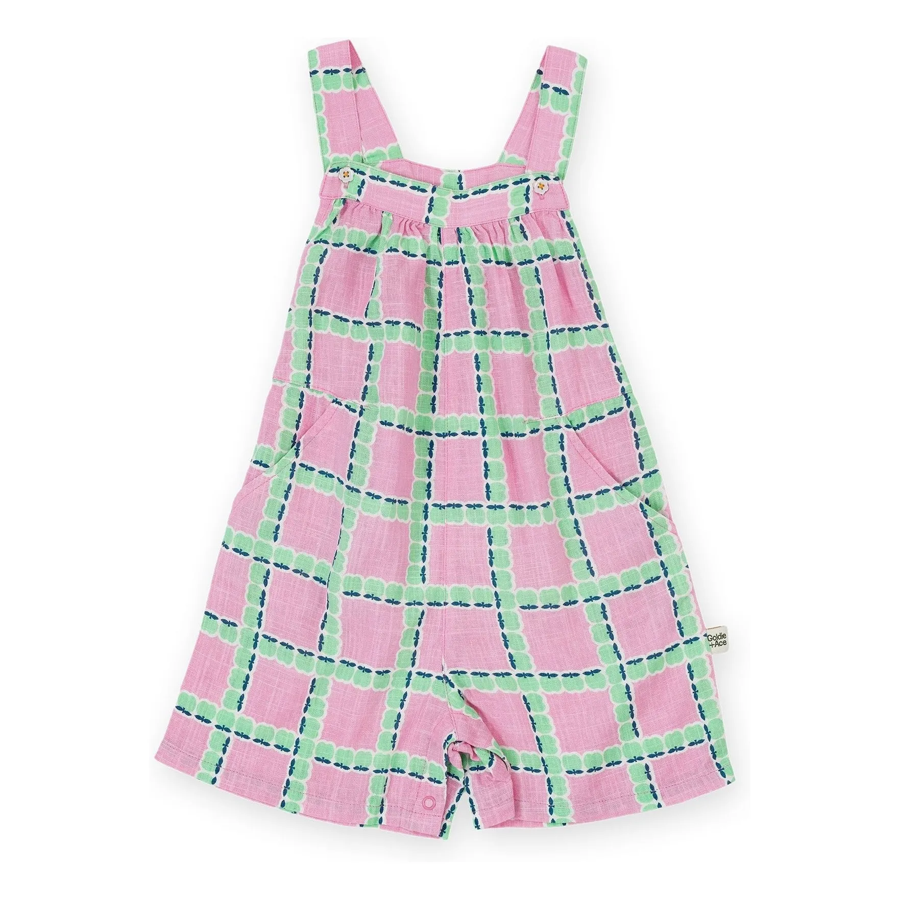 Goldie + Ace Pink Carreaux Short Dungarees