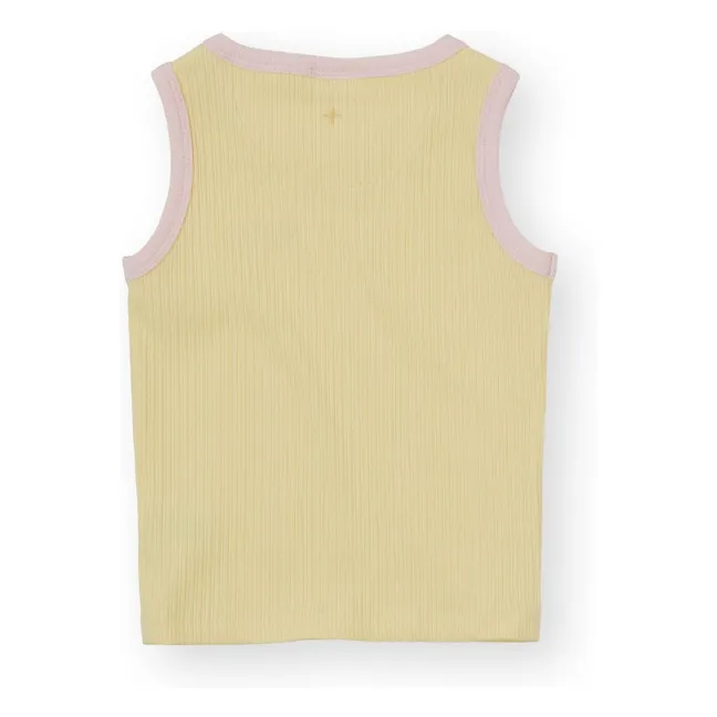 Camiseta de tirantes de canalé en contraste | Amarillo