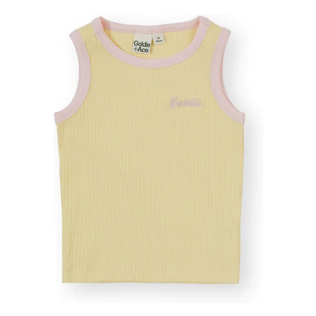 Camiseta de tirantes de canalé en contraste | Amarillo