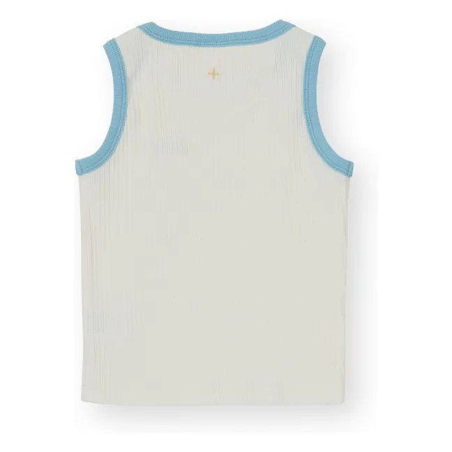 Camiseta de tirantes de canalé en contraste | Blanco