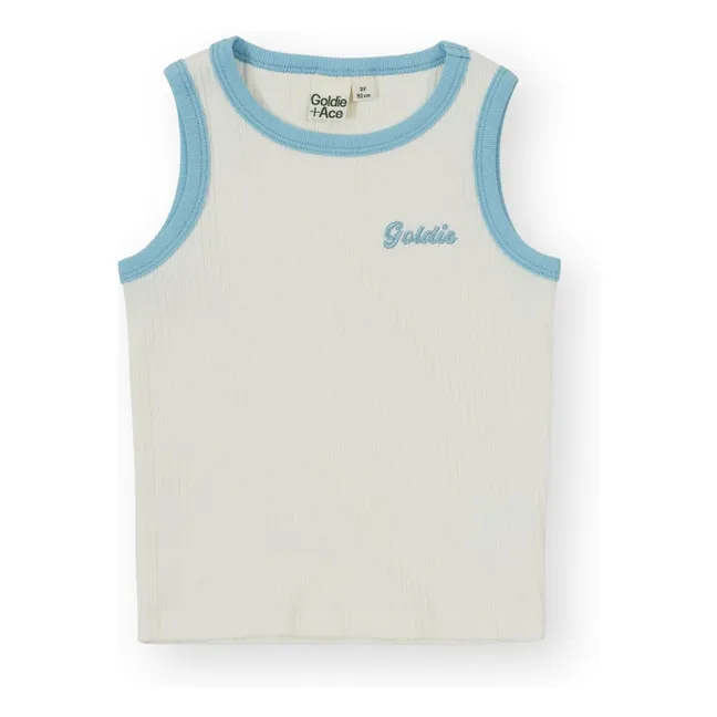 Camiseta de tirantes de canalé en contraste | Blanco