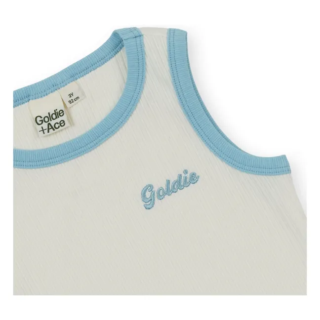 Camiseta de tirantes de canalé en contraste | Blanco