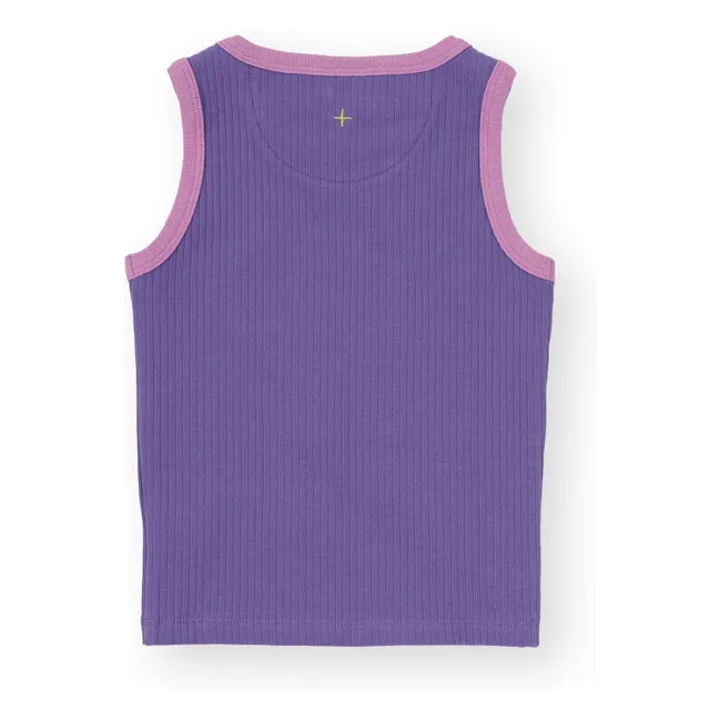 Camiseta de tirantes de canalé en contraste | Violeta