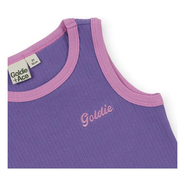 Camiseta de tirantes de canalé en contraste | Violeta