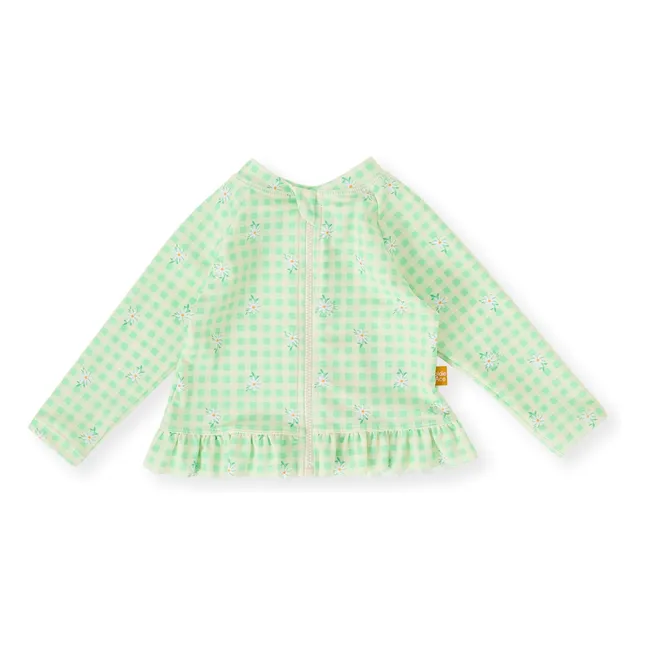 T-shirt de Bain Anti-UV Carreaux Fleuri | Vert