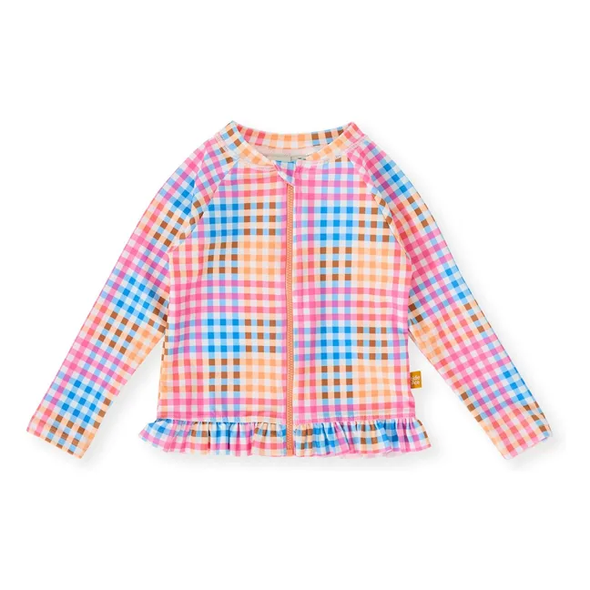 Camiseta de baño a cuadros anti-UV | Rosa