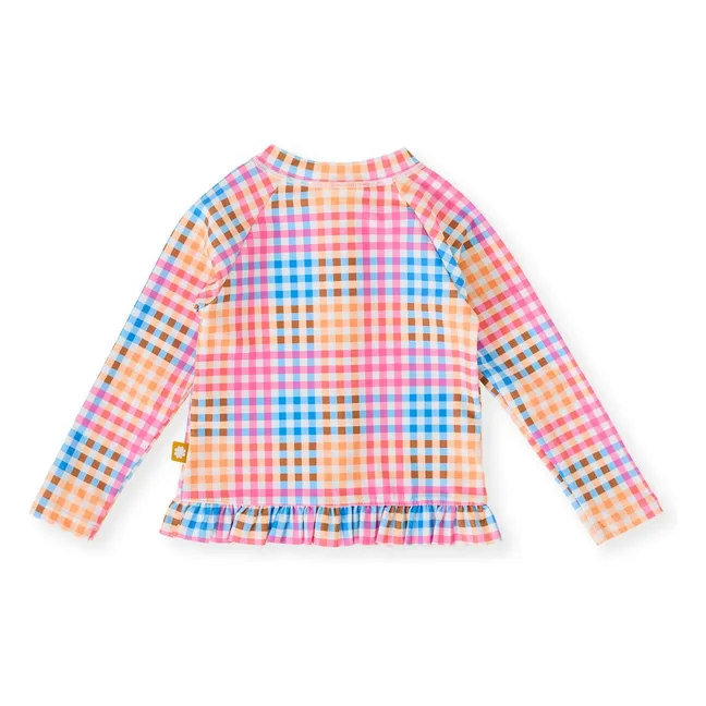 Camiseta de baño a cuadros anti-UV | Rosa