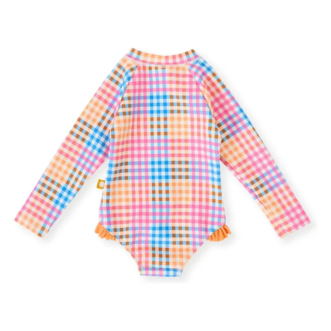 Maillot de Bain Manches Longues Carreaux | Rose