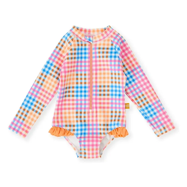 Maillot de Bain Manches Longues Carreaux | Rose