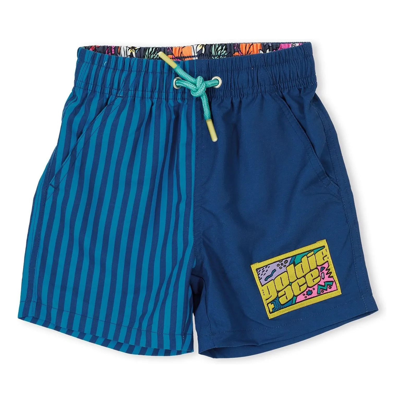 Goldie + Ace Blue Striped Swim Shorts