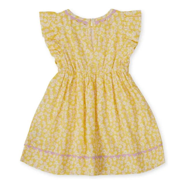 Vestido floral de lino | Amarillo