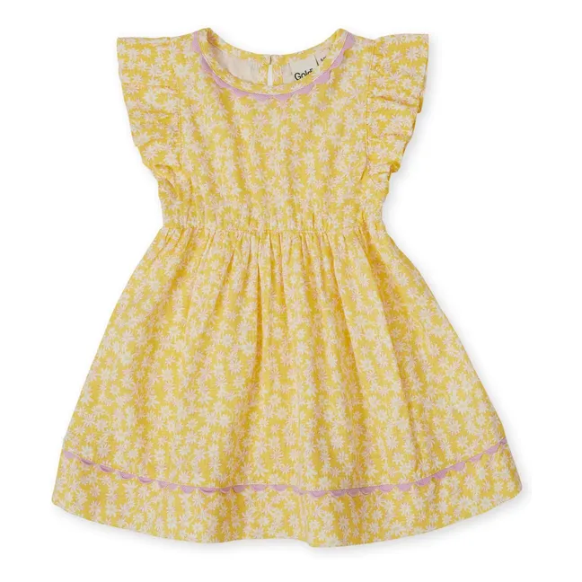 Vestido floral de lino | Amarillo