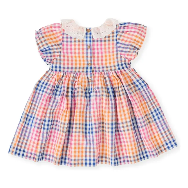 Vestido Carreaux Smocked | Azul