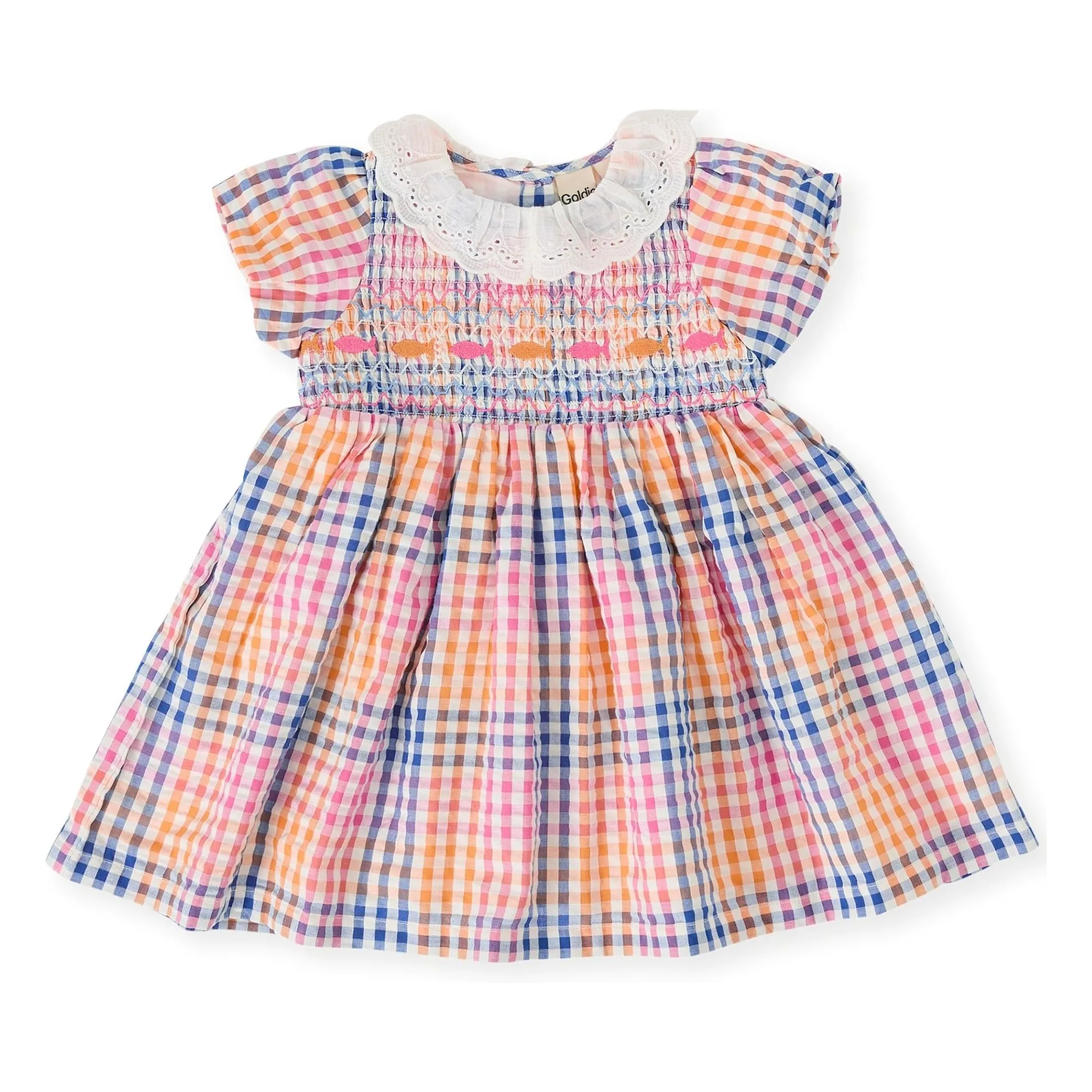 Goldie + Ace Blue Carreaux Smocked Dress