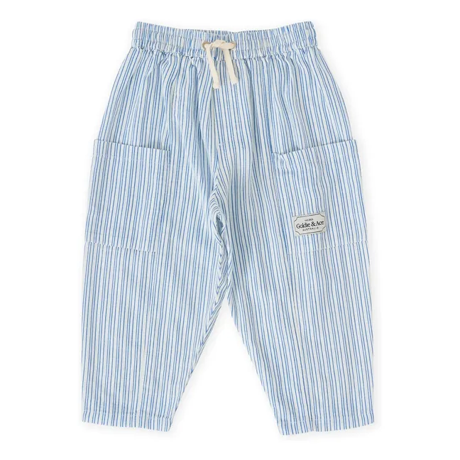 Pantalon Cargo Rayé | Bleu
